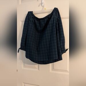 Vineyard Vines Black Watch Plaid Off Shoulder Top Size 6
